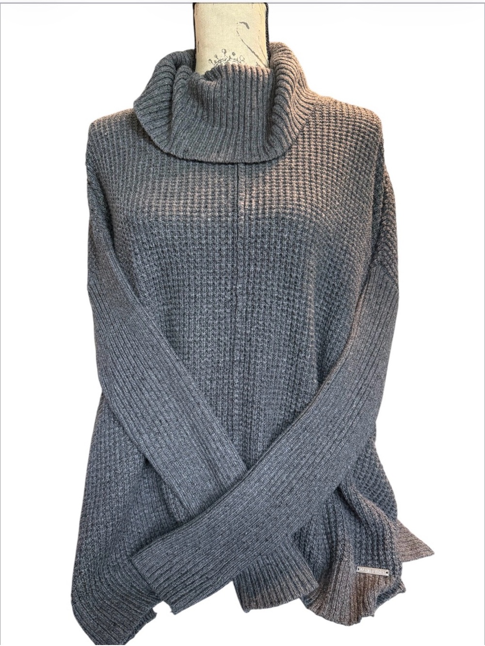 Michael Kors Gray Waffle Knit Cowl Neck Sweater Women’s Size Large